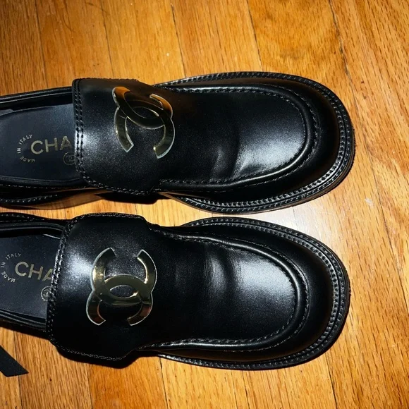 CHANEL LOAFERS BLOCK SHOES CC LOGO - Picture 3 of 16